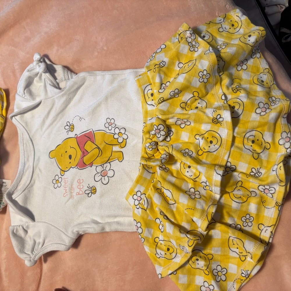 Winnie the Pooh Baby Outfit with Yellow Skirt